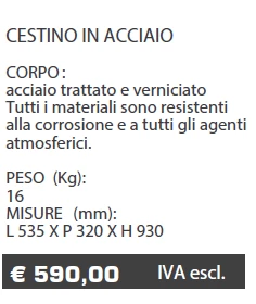 CESTINO A16 - ACCIAIO - LAMPLAST - FERMO - MARCHE - L2306